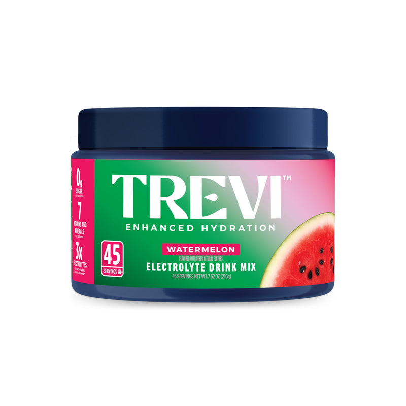 TREVI Electrolytes Powder, Sugar Free Hydration, Watermelon 45 Scoop Tub | Essential Daily Drink Mix, 0 Sugar, Magnesium, Potassium, Vitamin C, Calcium, B6 & B12 Vitamins 7.62 Ounce (Pack of 1)