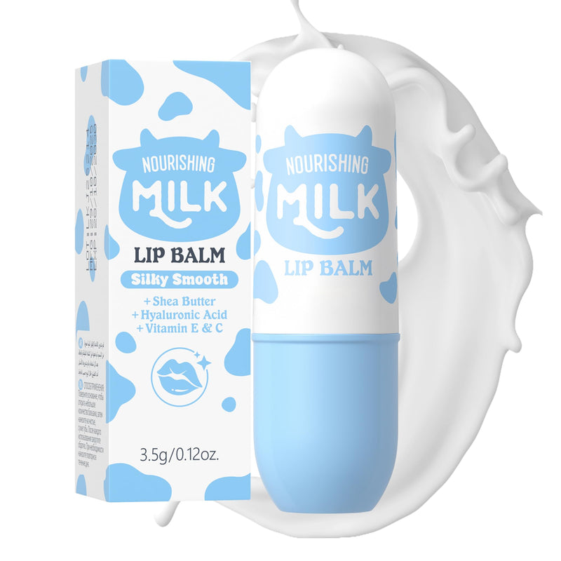 Milk Lip Balm Hydrating, Lip Moisturizer With Hyaluronic Acid, Shea Butter, Vitamin E, Skincare Overnight Lip Repair Stick Treatment Mask, 12hr Long-Lasting Moisture, Gifts for Women, 0.12 oz Transparent - Milk