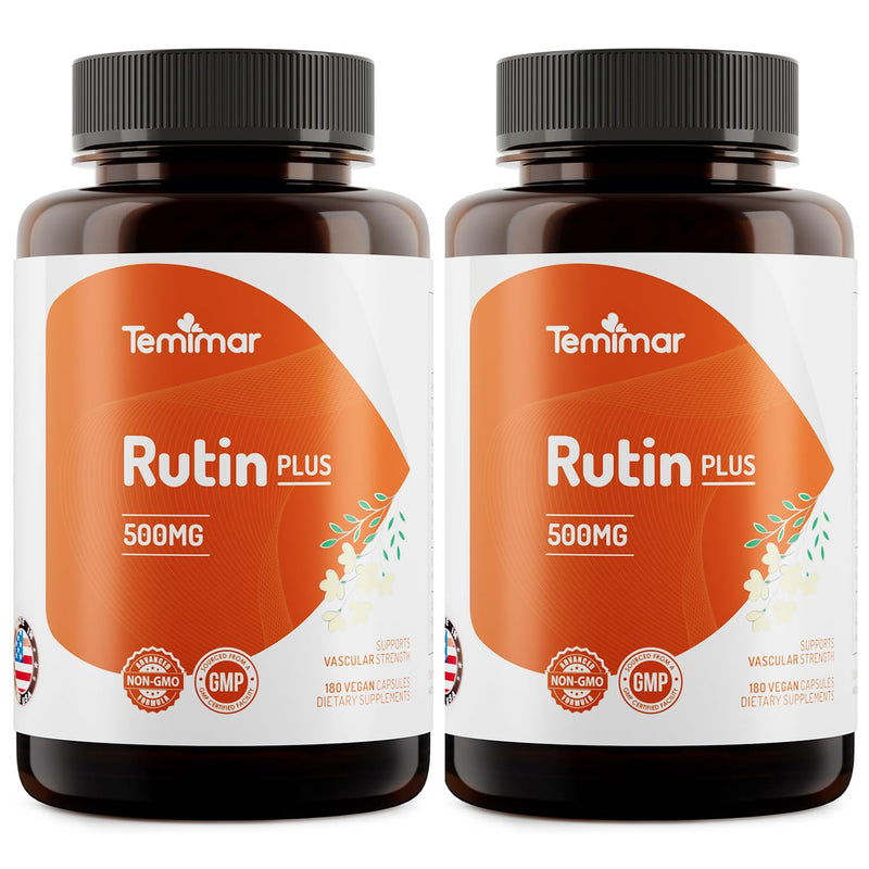 Rutin 500mg Supplement, Flavonoids Supplements from Sophora Japonica, Supports Vascular Health & Antioxidents, Gluten-Free, Made in USA, 360 Vegan Capsules 180 Count (Pack of 2)