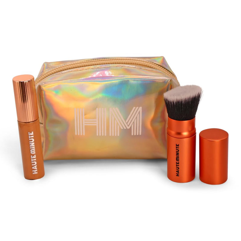 Mini Glam Bag, Skin Caring Concealer (Neutral Sand) & Mini Glamstick Retractable Foundation Brush