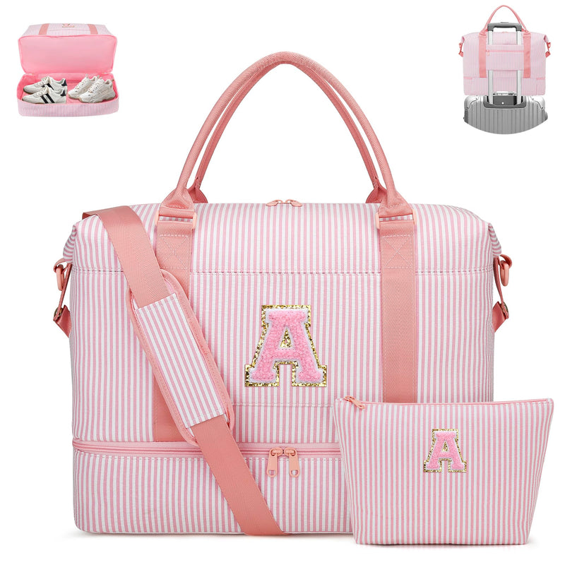 Birthday Gifts Pink Travel Duffle Bag for Girls(Pink,A) | Overnight Bags Weekender Bag with Shoe Compartment Dance Bag with Makeup Bag for Girls A