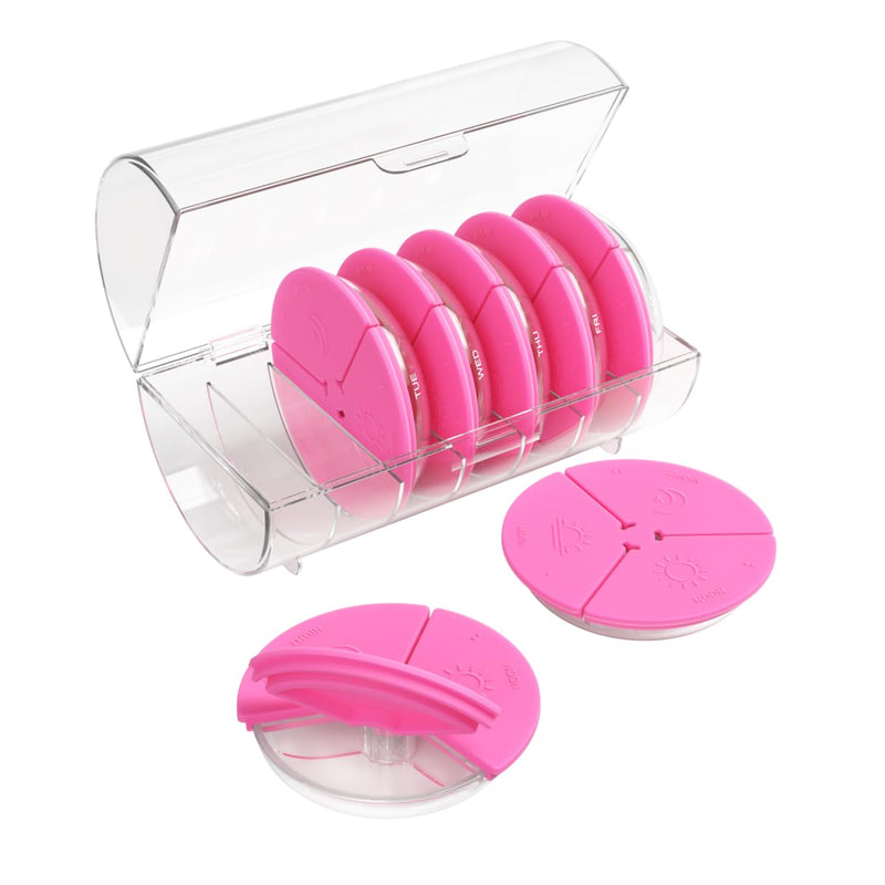Ezy Dose Weekly (7-Day) AM/PM Pill Organizer, Medicine Planner, Pink | Daily Vitamin Box & Supplement Planner, 3 Times a Day, Round Removable Compartments, Easy to Use, Travel-Friendly, BPA-Free