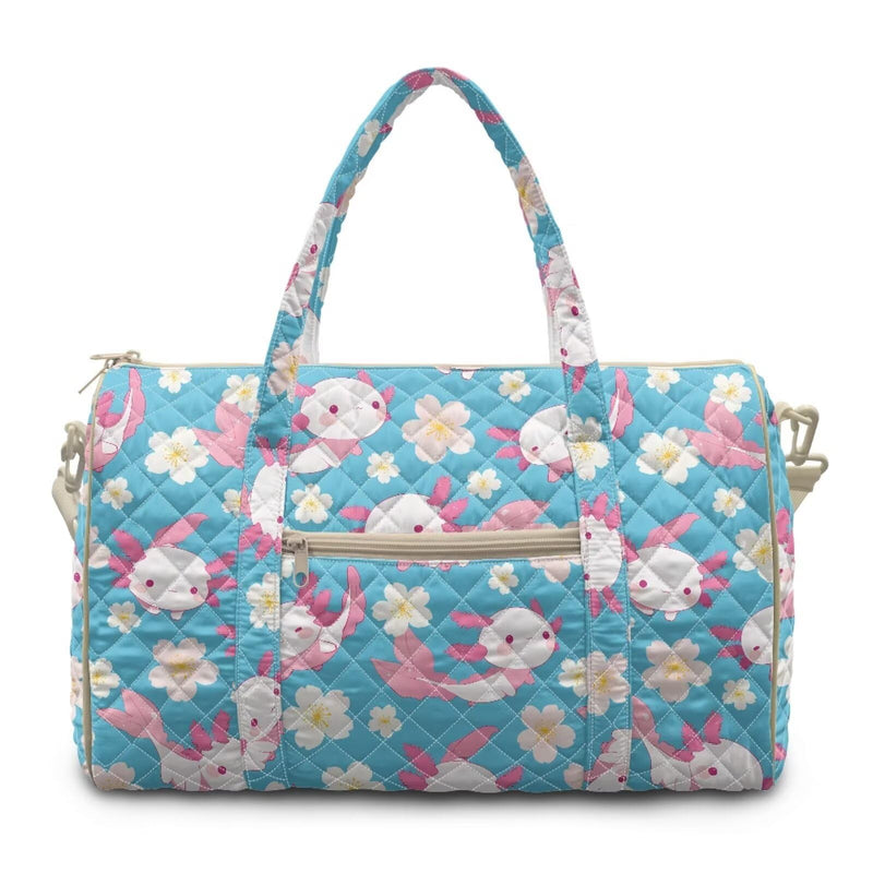 Axolotl Duffle Bag for Travel Expandable Polyester Weekender Overnight Quilted Travel Duffel Bag Carry-On for Airplanes Foldable Duffle Bags for Overnight Weekend Gym Axolotl