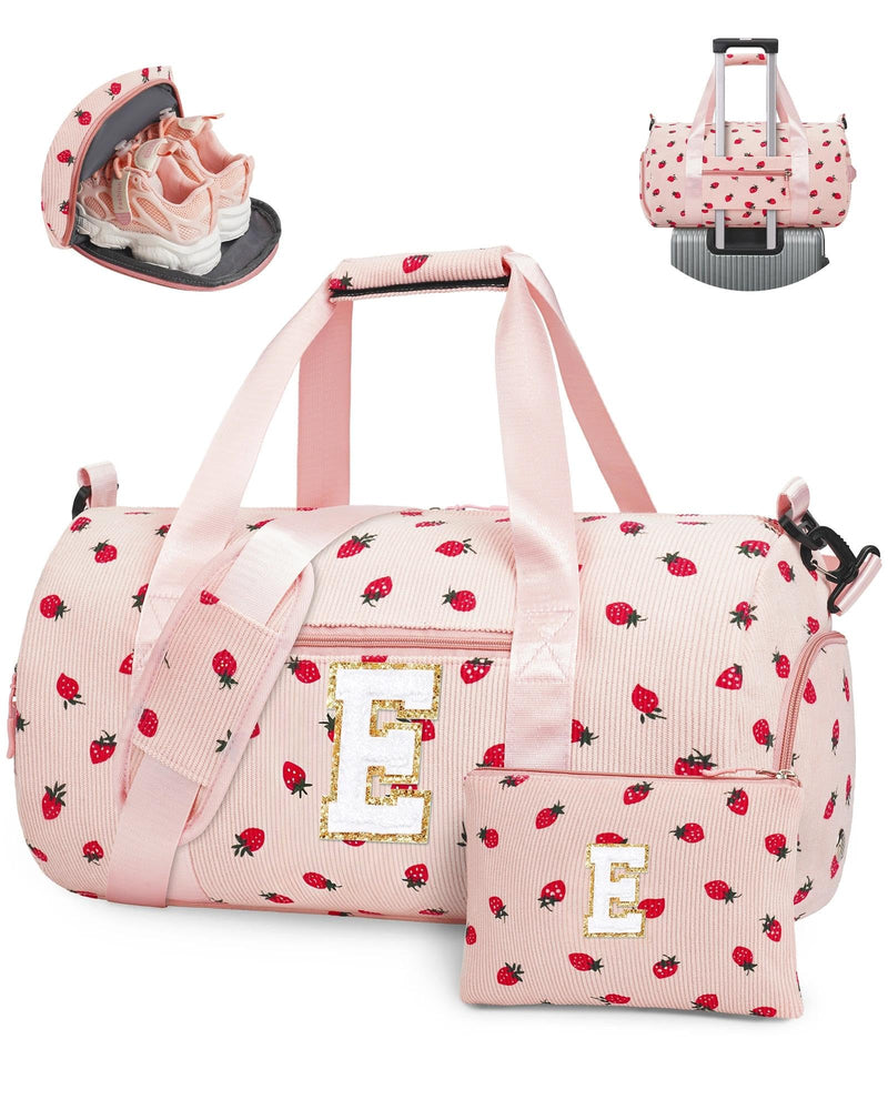 WOOMADA Kids Duffle Bag with Shoe Compartment, Cute Dance Gymnastics Cheer Ballet Overnight Sleepover Weekend Bag, Birthday Gifts for 4 5 6 7 8 9 10 11 12 13 Year Old Tween Teen Girls（pink-E） Pink E