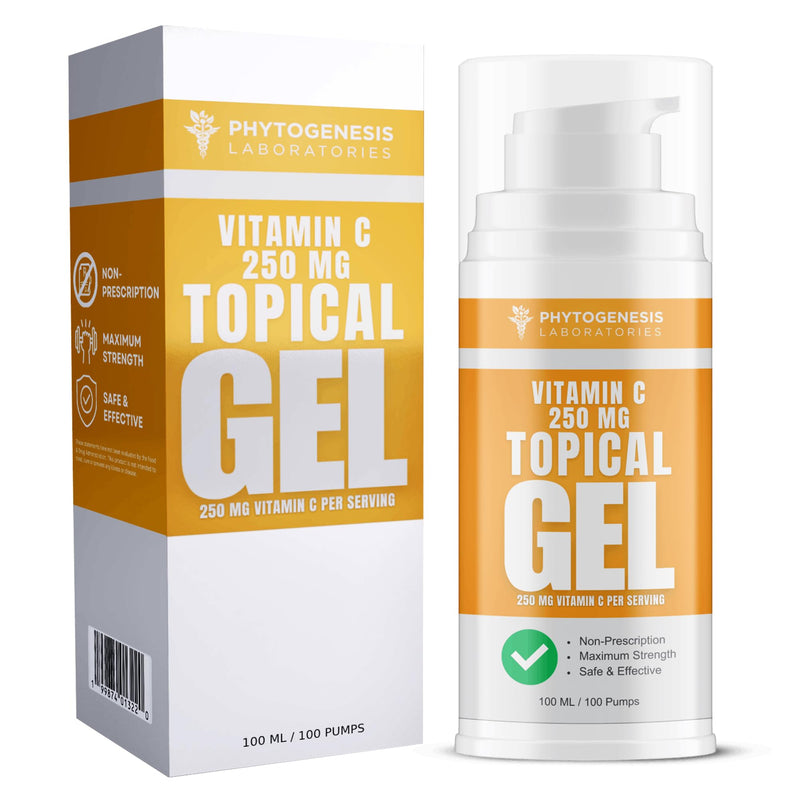 Phytogenesis Vitamin C Topical Gel | Topical Vitamin C Support, Skin & Wellness, High Absorption Transdermal Formula, 250mg per Serving