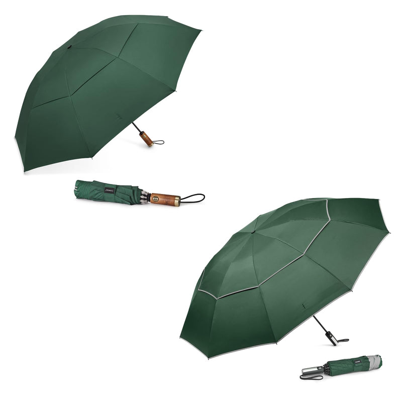 G4Free 54 + 62 Inch Large Golf Umbrella Compact Reverse Travel Umbrella Windproof for Rain Double Canopy Automatic Open Close With Reflective Stripe