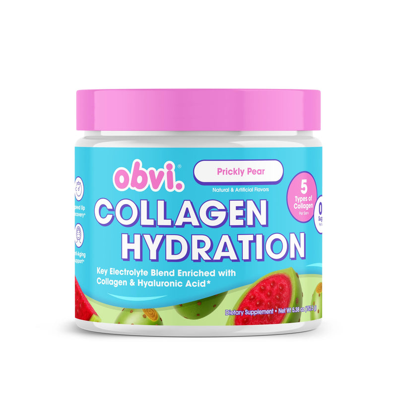 Obvi Collagen Hydration, Replenish Essential Nutrients, Prickly Pear | Electrolyte Collagen Blend with Hyaluronic Acid and Vitamin C for All-Day Hydration, Skin, Hair and Nail Support
