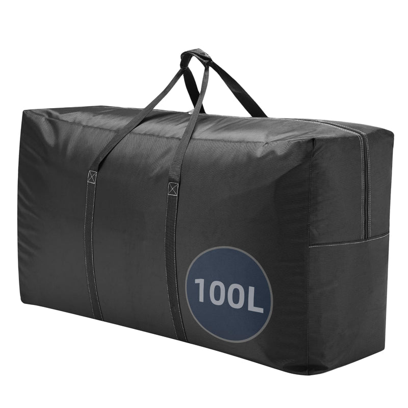 Extra Large travel duffel bag with Strong Handles, 100L Waterproof duffel bag, Durable Zippers, Extra Large Storage Totes for Space Saving and Moving Supplies, Black M - 31.5″× 11.8″× 16.5″