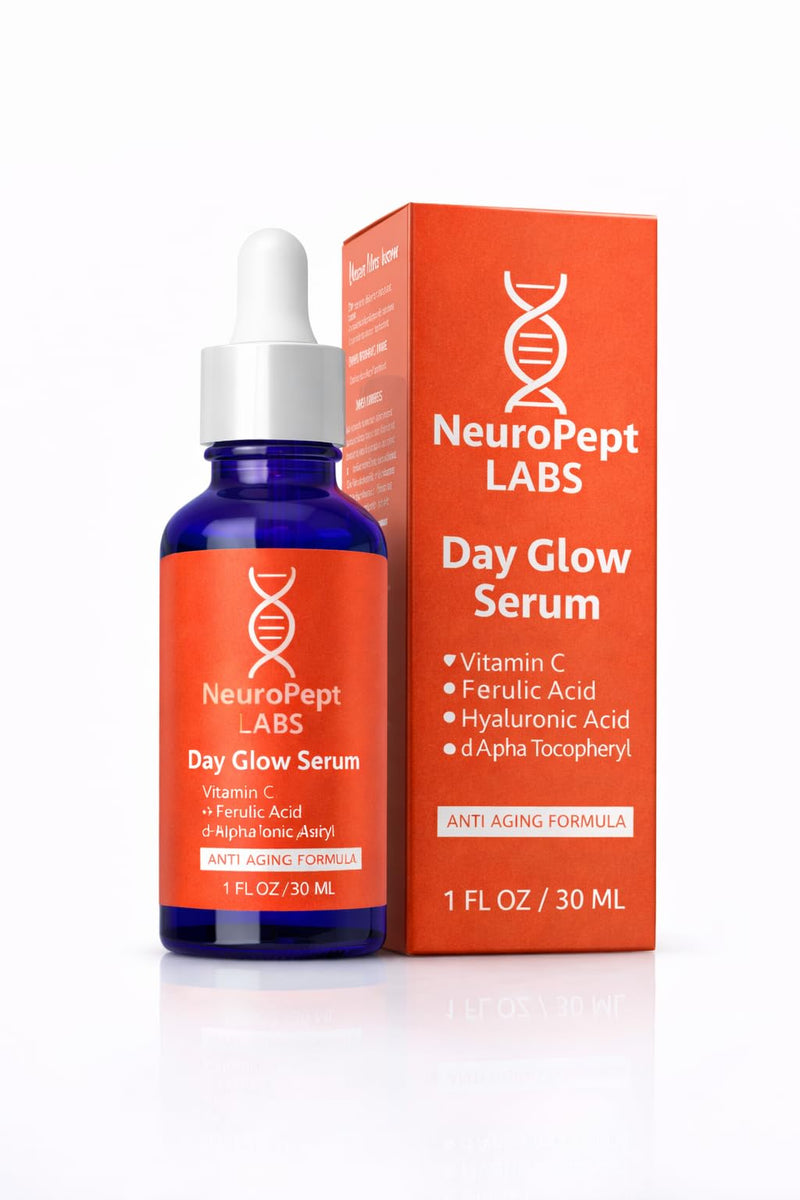 NeuroPept Labs Vitamin C Face Serum with Ferulic Acid & Hyaluronic Acid Brightening Anti-Aging Serum for Dark Spots & Fine Lines 1 oz