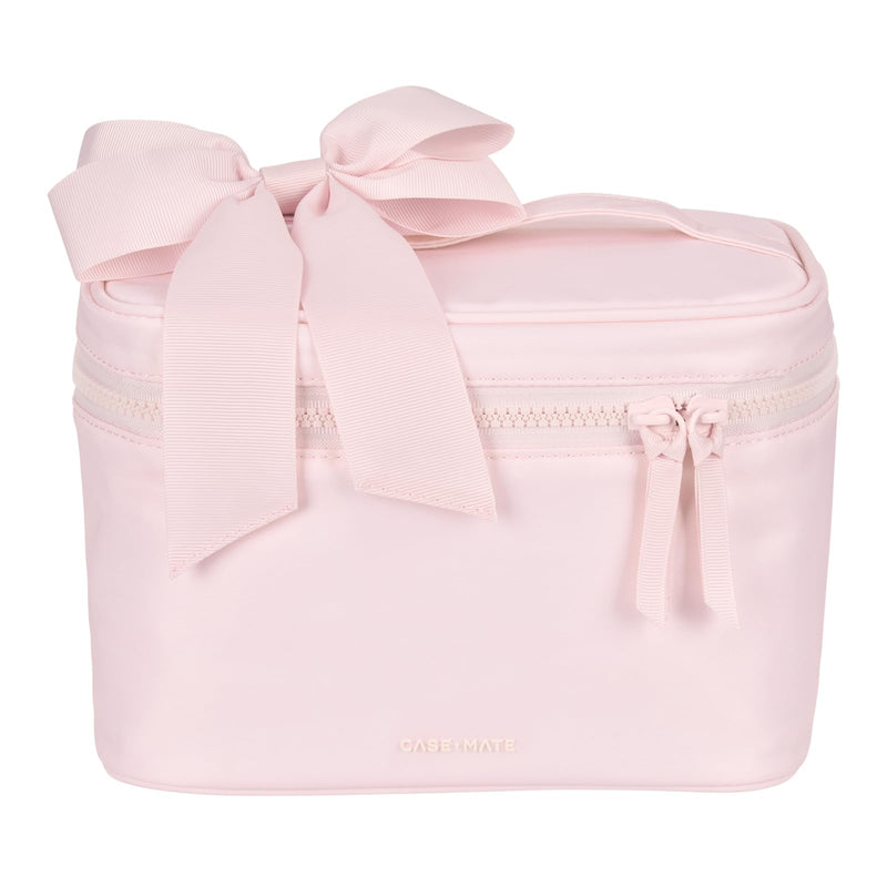 Case-Mate Makeup Bag/Organizer - Cosmetic Bag with Zipper - Ballet Pink Bow | Make Up Pouch w/Waterproof Fabric -Skincare/Toiletry Organizer for Women -Train Case for Travel Essentials & Hair Accessories