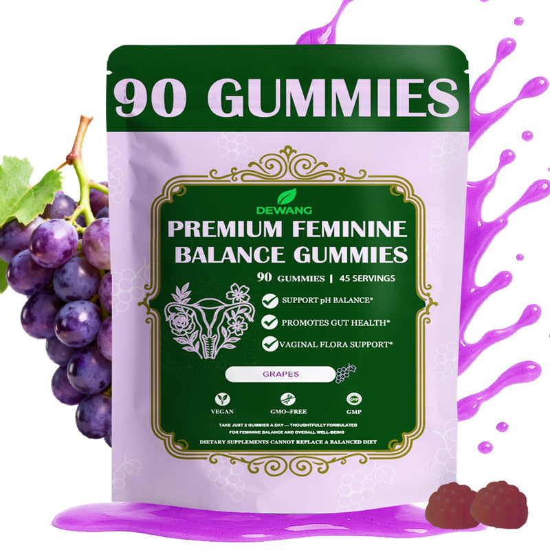 DEWANG Premium Feminine Balance Gummies for Women’s - Immune Support& PH Balance - Vegan, Gluten-Free - Grapes Flavor, 90 Count 45 Servings (2, Grape) 2
