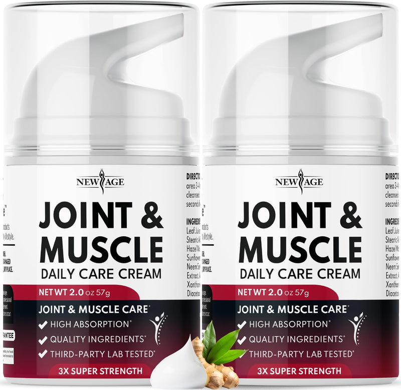 NEW AGE Muscle Care Cream – Soothing Botanical Formula - Vitamin B6 MSM & Boswellia - Non-Greasy 4oz Cream for Everyday Movement 2 Ounce (Pack of 2)