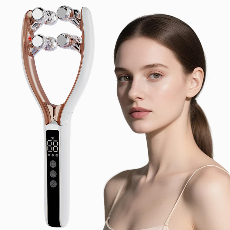Wireless Facial Massager, 3D Roller Electric Facial Roller, Rechargeable V-Shape Sculpting & Puffiness Relief Tool, Face Roller Lymphatic Drainage for Home & Travel Use (Roller)