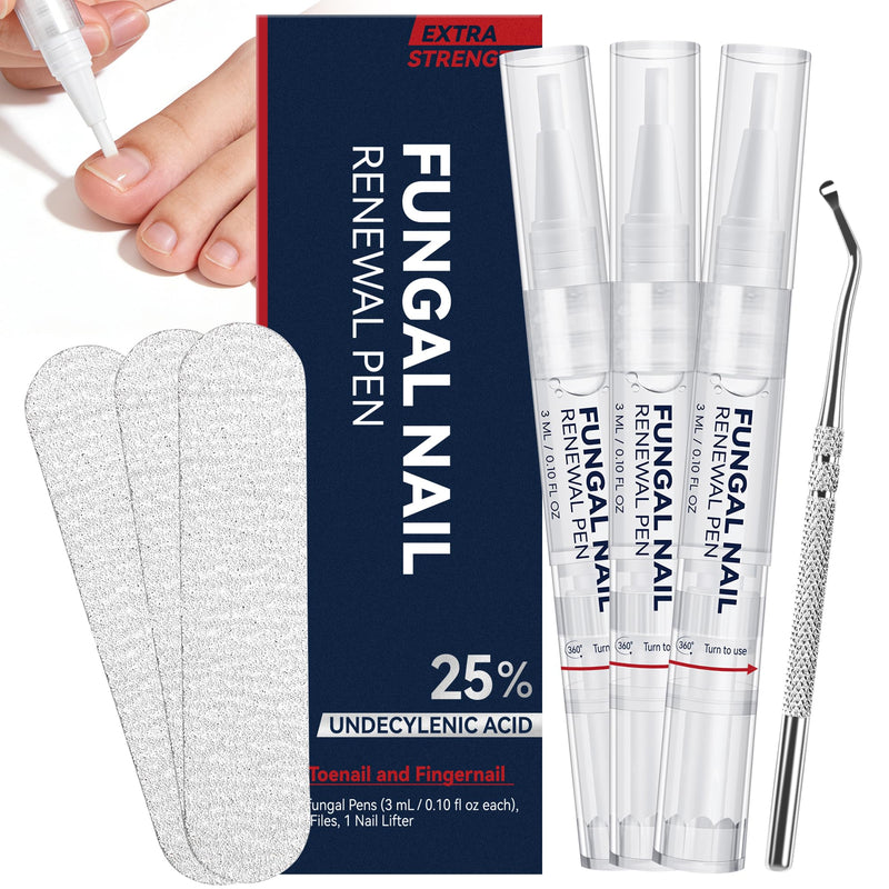 Toenail Fungus Pen: 25% Undecylenic Acid & 1% Tolnaftate for Clear Nails | EXTRA STRENGTH / DUAL-POWER / COMPLETE KIT