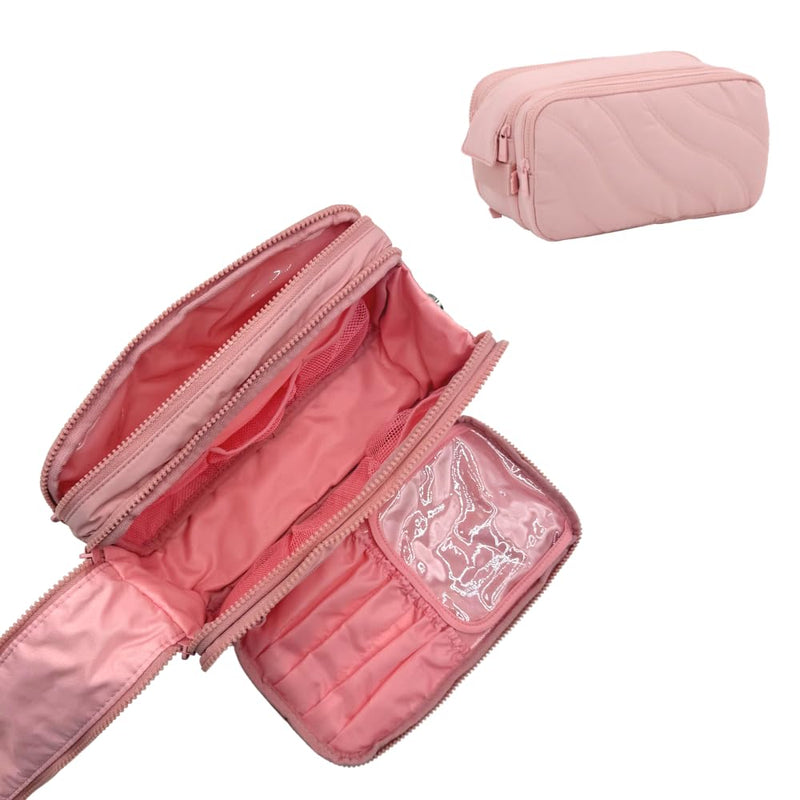 Travel Makeup Bag and Jewelry Organizer- Blush