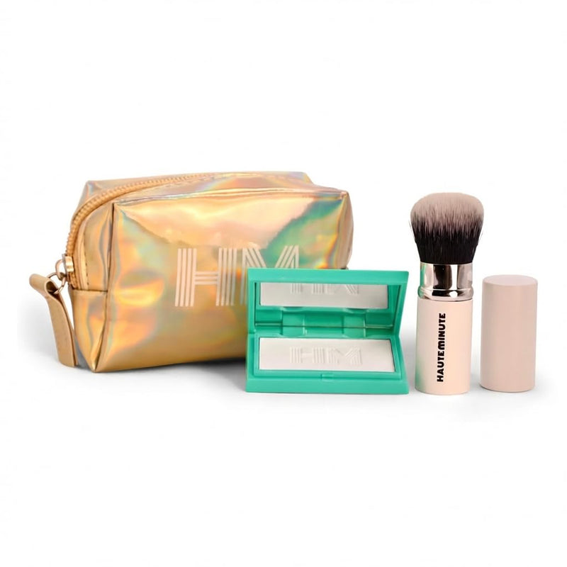 Mini Glam Bag, Mini Pressed Powder (Translucent) & Glamstick Retractable Powder Brush