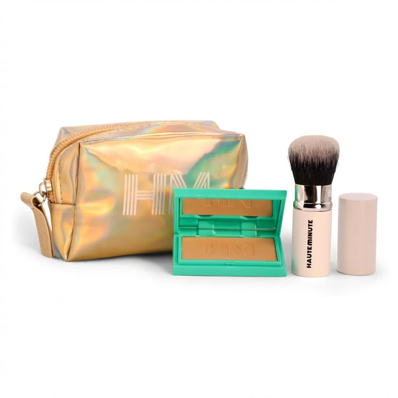 Mini Glam Bag, Mini Pressed Powder (Neutral Tan) & Glamstick Retractable Powder Brush