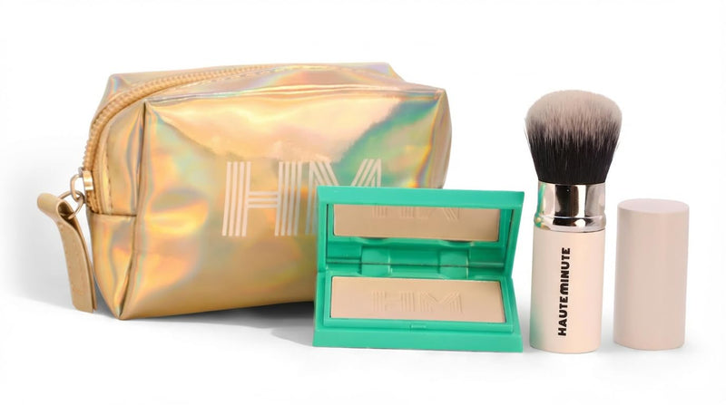 Mini Glam Bag, Mini Pressed Powder (Neutral Medium) & Glamstick Retractable Powder Brush