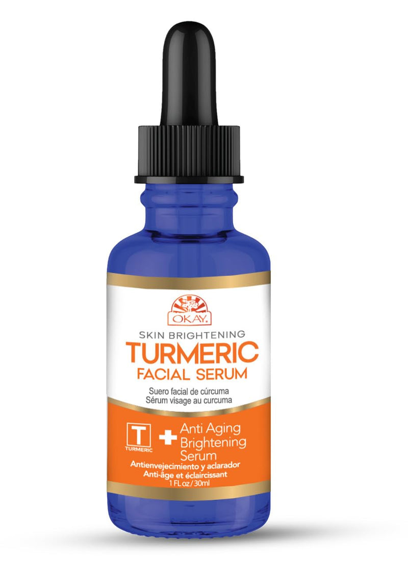 Okay Pure Naturals Turmeric Skin Brightening Facial Serum 1 oz – Vitamin C & Turmeric Glow Boosting Serum for Uneven Tone, Dark Spots & Radiant Skin – Lightweight Daily Serum