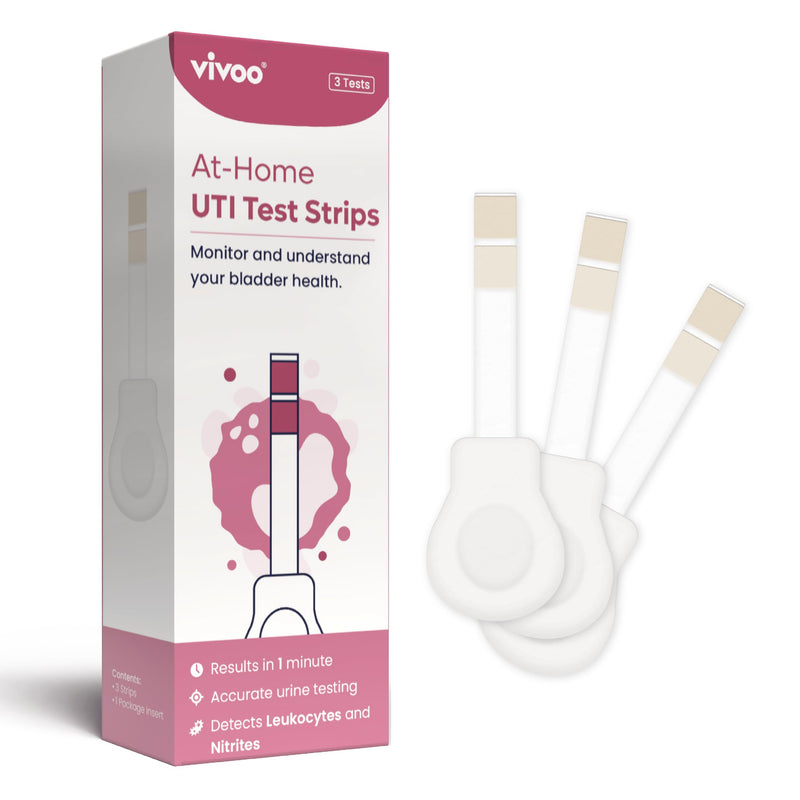 Vivoo UTI Test Strips for Women & Men — At-Home Urinary Tract Infection Test Kit | Leukocytes & Nitrites Detection | Results in 60 Seconds | 3 Test Strips | Fast & Easy to Use