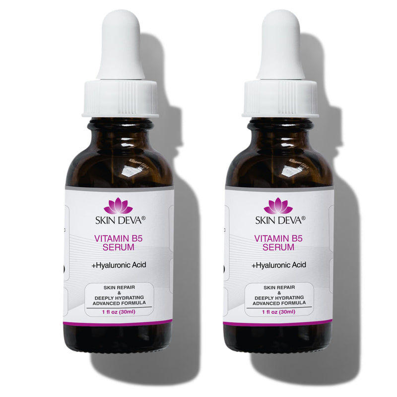 Skin Diva Vitamin B5 + Hyaluronic Acid Serum Multi-Depth Hydration Serum for Plumper, Smoother Skin – Hydrating Facial Serum for Sensitive & Dry Skin, Oil-Free, Lightweight - Pack of 2 1 Fl Oz (Pack of 2)