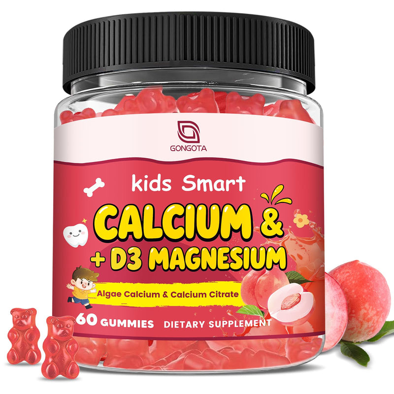 Calcium Citrate Gummies for Kids & Women - 500/1000mg Calcium Supplement with Vitamin D3 K2, Magnesium, Zinc, Probiotics & Prebiotics, Extra Absorption Algae Calcium For Bone, Muscle, Sugar Free 60Cts