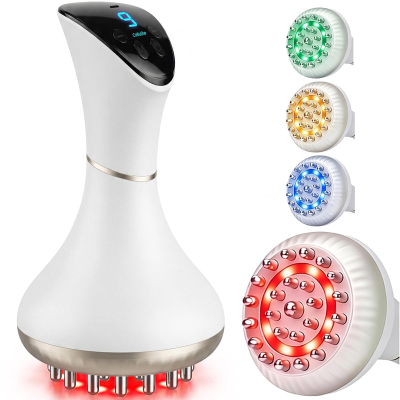 Lymphatic Drainage Massager, Cellulite Massage Tool & Body Sculpting Machine with 4-Color Light, Pulse, Heat & Vibration for Body, Arms & Legs