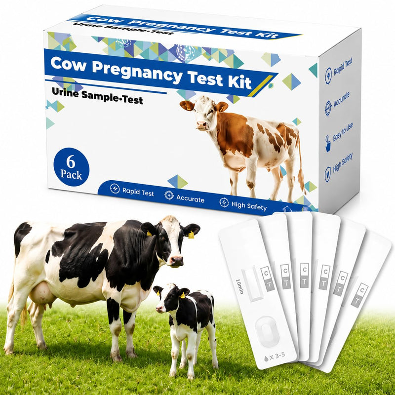 6-Pack Cow Pregnancy Test Kit - Early Urine Detection for Cattle, Get Fast 10-Minute Results, Essential Non-Invasive Monitoring Tool for Dairy Cows & Beef Herds