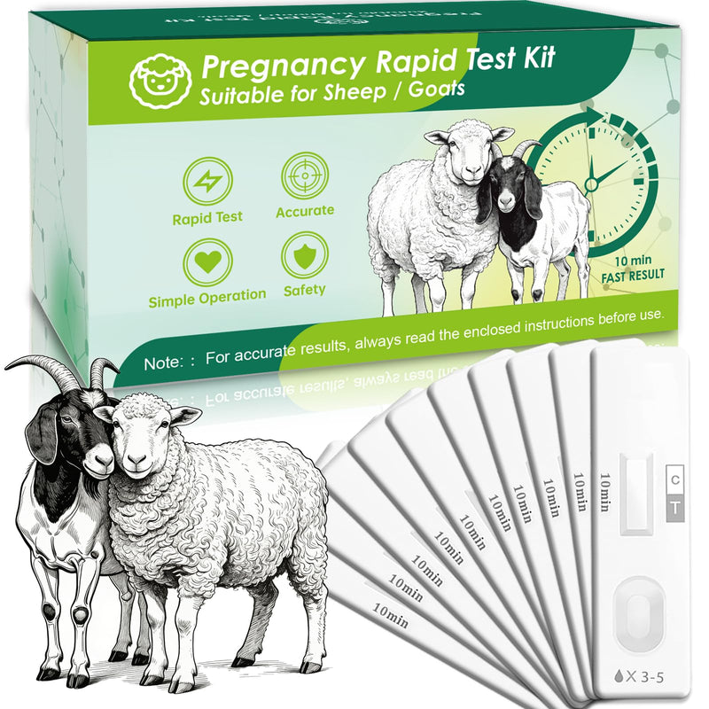 10-Pack Sheep & Goat Early Pregnancy Test - Detect Pregnancy in 5-10 Minutes with Urine, Easy Home Breeding Confirmation Kit for Accurate Livestock Management