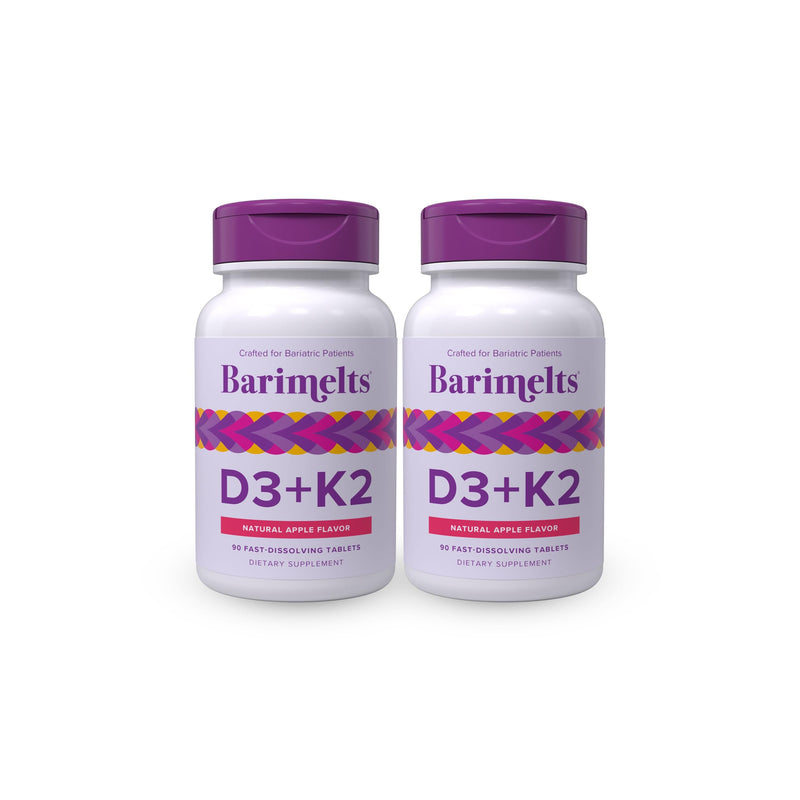 BariMelts Vitamin D3 K2-180 Fast-Dissolving Tablets (6-Month Supply) - Bariatric Vitamins for Women with Vitamin D3 5000 IU and K2 as MK-7, Natural Apple Flavor 90 Count (Pack of 2)