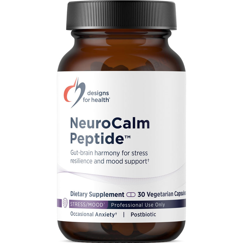 Designs for Health NeuroCalm Peptide - Dual-Pathway Stress & Mood Support with Lactium and Lactobacillus gasseri, Supports Normal Cortisol Metabolism & Sleep - Vegan, Gluten Free (30 Capsules)