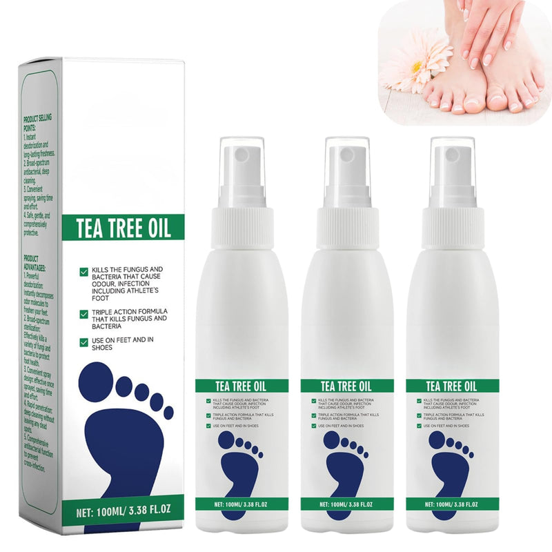 3pcs Foot Spray with Tea Tree Oil,Tea Tree Oil Foot Spray,Clean Feet And Shoes, Keep Fresh, Fast Dry, Suitable For Travel. 3
