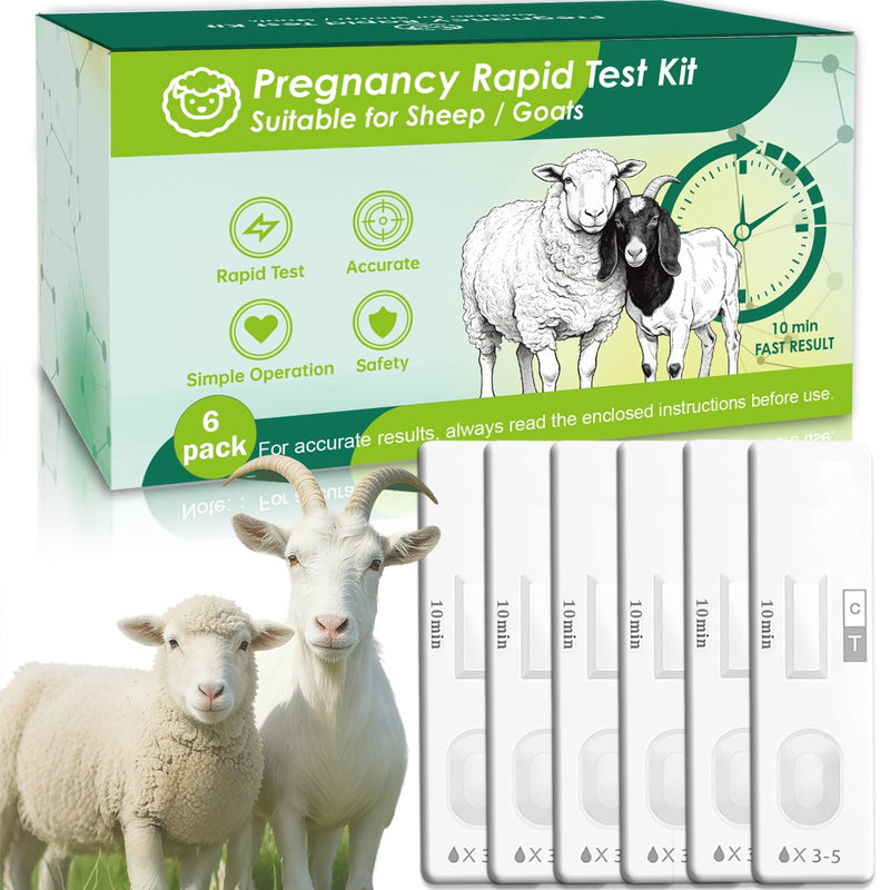 6-Pack Sheep & Goat Pregnancy Test Strips - Fast 5-10 Minute Urine Detection Kit for Early Breeding Confirmation, Accurate Livestock Testing for Home Farms 6 Pack