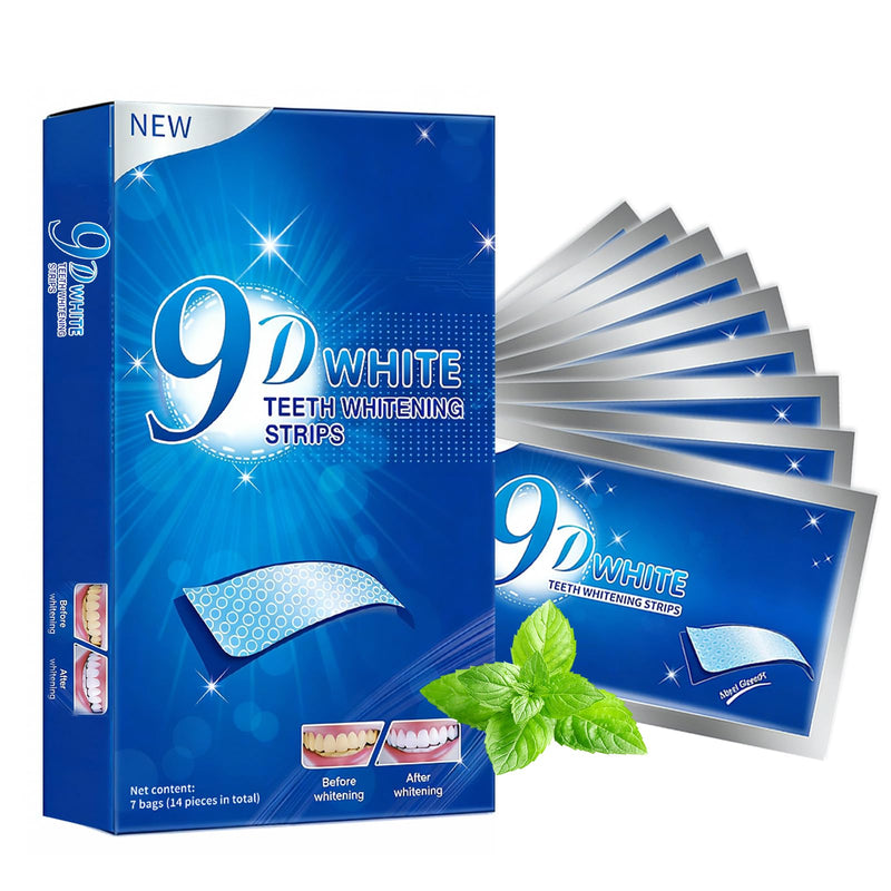 Teeth-Whitening Strips for Sensitive Teeth - 9D Teeth Whitening Kit Professional Effects, Teeth Whitener for Enamel Safe, 14 White Strips (7 Day Treatment) Remove Stains for a Brighter Smile, Mint 14 Count (Pack of 1)