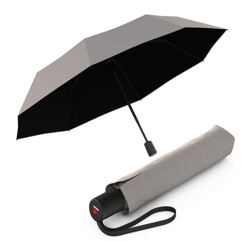 Knirps A.200 UV Sun Umbrella, Automatic Compact, Sandstone Black Coating | 38.5in Canopy, HeatShield UPF 50+, Cuts Heat 40%, Anti-Glare, Automatic Open Close, Windproof to 75mph