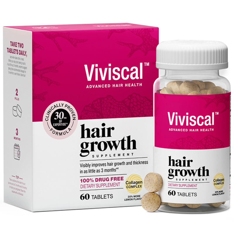 Viviscal Hair Growth Supplements for Women, 60 Tablets, 1 Month | For Thicker & Fuller Hair, Thinning Hair Support, Biotin & Marine Collagen, Drug-Free Bottle 60 Count (Pack of 1)