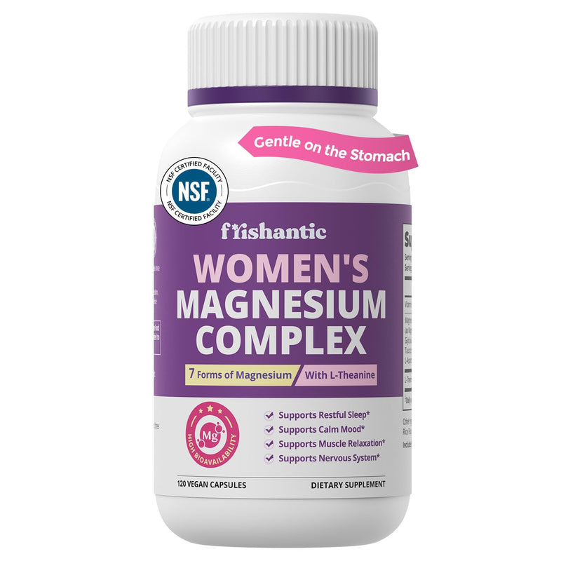 Magnesium Complex for Women - Chelated Magnesium, 2-Month Supply | with L-Theanine & Vitamin B6 for Relaxation, Sleep Support & Muscle Comfort, Gentle Extended-Release Capsules, Non-GMO
