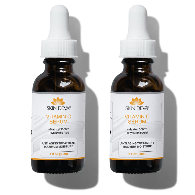 Skin Deva Vitamin C Face Serum, with Hyaluronic Acid, Matrixyl 3000, Anti Aging Serum, Anti Wrinkle Facial Serum - Improve Appearance of Dark Spots, Fine Lines, Glowing, Serum for Face (Pack Of 2) 2 Fl Oz (Pack of 1)