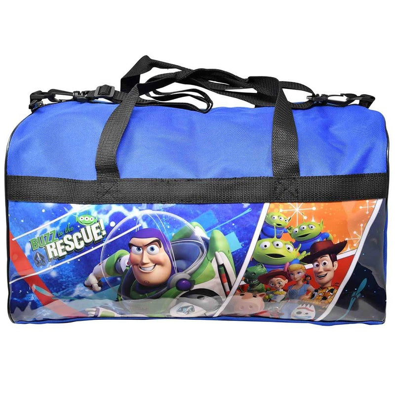 Toy Story Duffel Bag for Kids – 18 x 10 x 11 Inch Travel Bag with Shoulder Strap – Buzz Lightyear & Woody Sports Gym Overnight Weekender Bag for Boys