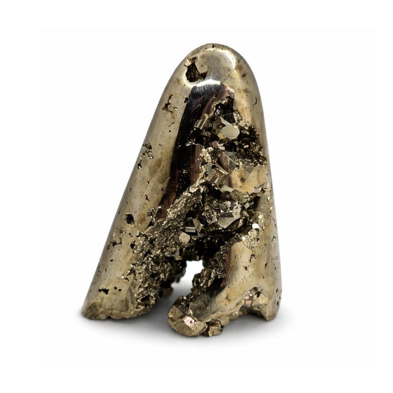 Pyrite Crystal Paperweight – Natural Free Form Stone with Flat Base for Office Desk – Heavy Raw Gold Rock for Wealth & Success – Authentic Peruvian Decor (7 to 8 oz) | Genuine natural iron pyrite rock to attract success. Authentic hand-carved flat bott...