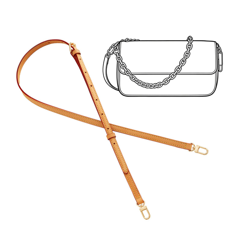Adjustable Vachetta Leather Replacement Shoulder Strap, Beeswax | Vachetta Leather, Adjustable 35.4-47.2in, 0.43in Wide, Crossbody, Easy Install, Fits Bags with D-Rings W: 0.43in, L: 35.4-47.2in