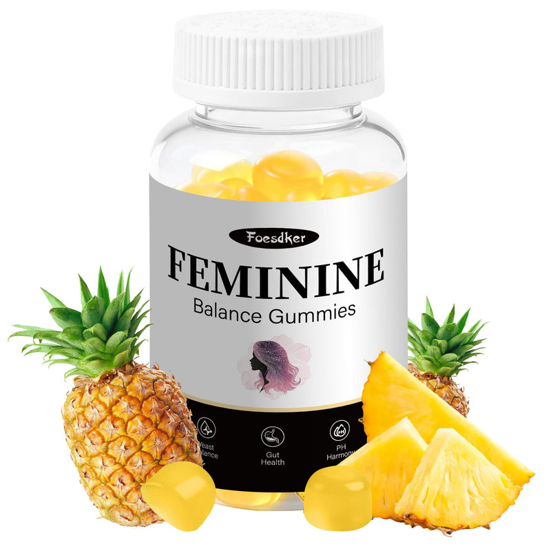Feminine Balance Gummies for Women, PH Balance,Hawaiian Pineapple | Support Healthy Odor & Immune & Vaginal Health, Vegan , 60 Count