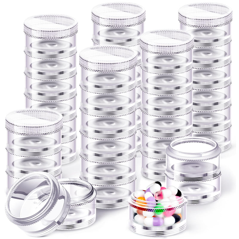 Sieral 6 Pack 7 Day Stackable Pill Organizers Round Pill Organizer Case Stackable Weekly Supplements Vitamins Individual Storage Container Boxes Holder Dispenser with Lids for Travel Medicine, Clear