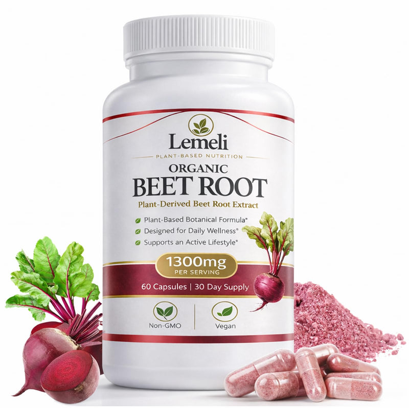 Beetroot, Beet Root Capsules 1300mg Nitric Oxide Booster with Beetroot Extract, Vitamin C & Black Pepper, High Nitrate Vegan Supplement, 60 Count 60 Count (Pack of 1)