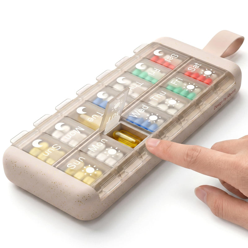 Pill Organizer, 2 Times a Day Pill Case, 7 Day Medicine Box, Weekly Medication Container, AM PM Dosey for Vitamin Meds Supplement Dispenser Storage Holder Arthritis Friendly Home Easy Use