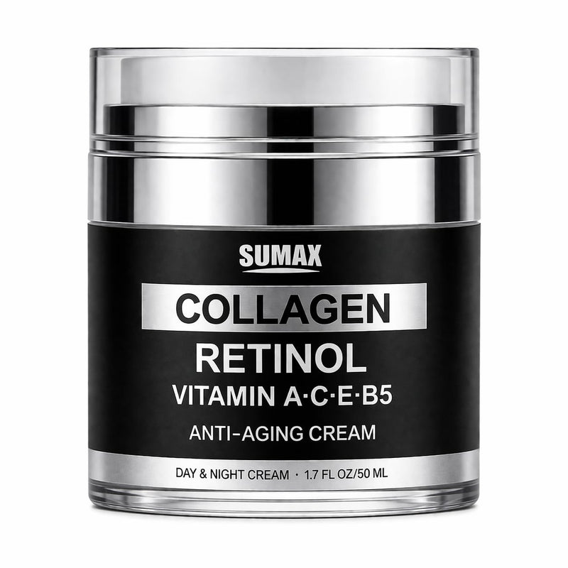 Anti Aging Face Moisturizer with Collagen, Retinol, Vitamins & Hyaluronic acid. Moisturizing Face Cream for Women & Men. Day and Night Skin Care for Smoother Looking Skin. Collagen & Retinol Cream