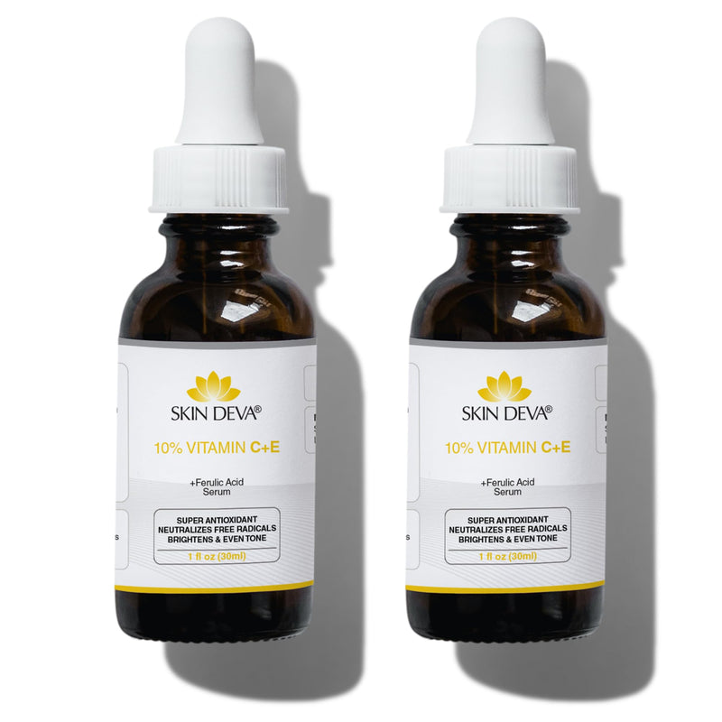 Skin Deva 10% Vitamin C Serum with Vitamin E & Ferulic Acid – Brightening Facial Serum with Hyaluronic Acid, Lightweight Formula for Even-Looking Skin - Pack of 2 2 Fl Oz (Pack of 1)