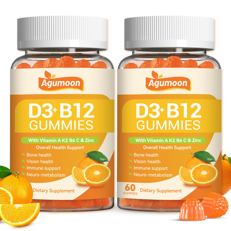 Vitamin D3 B12 Gummies,ADK+Vitamin B12 Multivitamin for Women Men | Vitamin D3 5000 IU 2000mcg B12 with Vitamin A,K2,B6,C,Zinc,Supplement for Eye,Bone,Energy,Nerve,Immune Support
