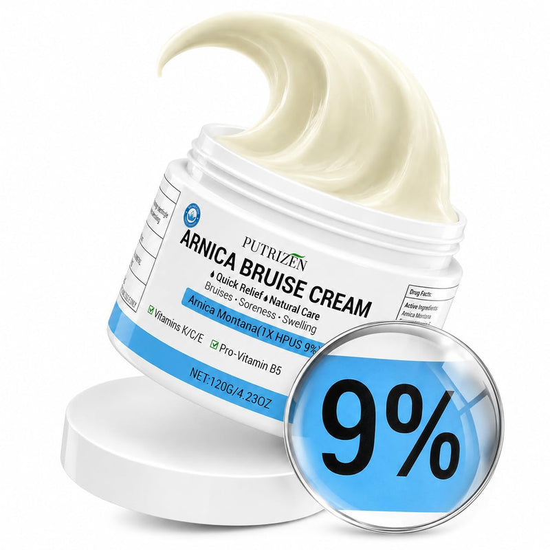 9% Extra Strength Arnica Bruise Cream for Pain & Swelling, 4.23 oz | Higher active concentration than familiar 7% formulas, plus Vitamins K, C, E & B5 in a fast-absorbing, non-greasy base
