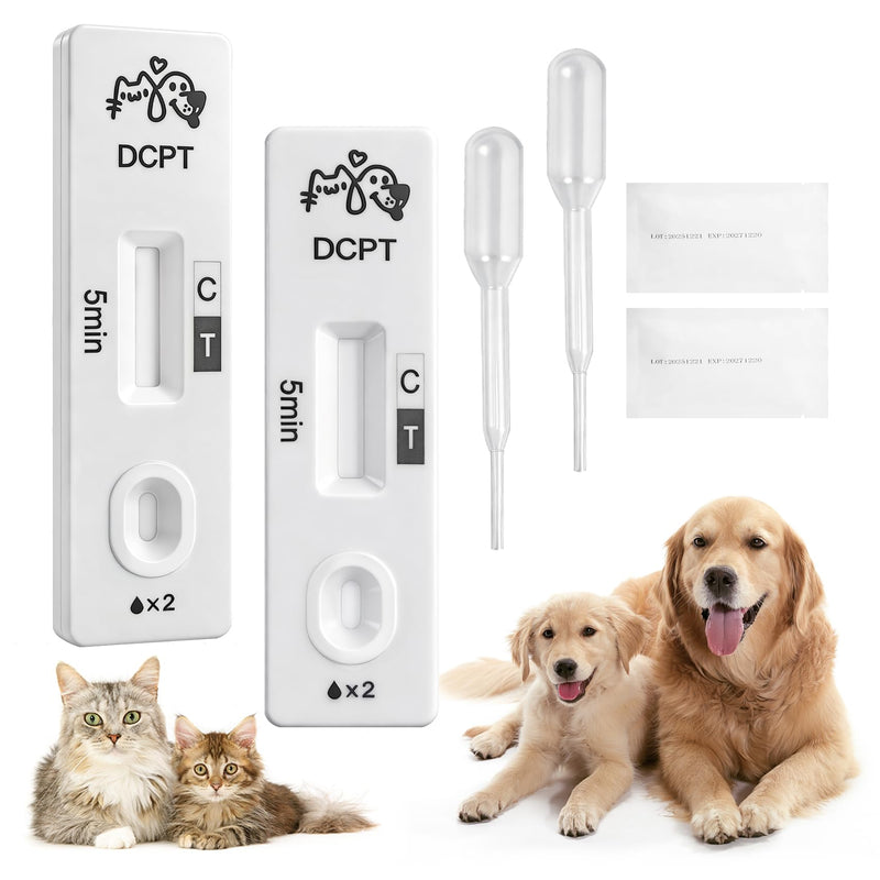 2 Pack Dog Cat Pregnancy Test Kit Pet Urine Screening Test for Dogs Cats | Urine Test for Dogs & Cats, Fast Visual Results, Non-Invasive & Easy to Use